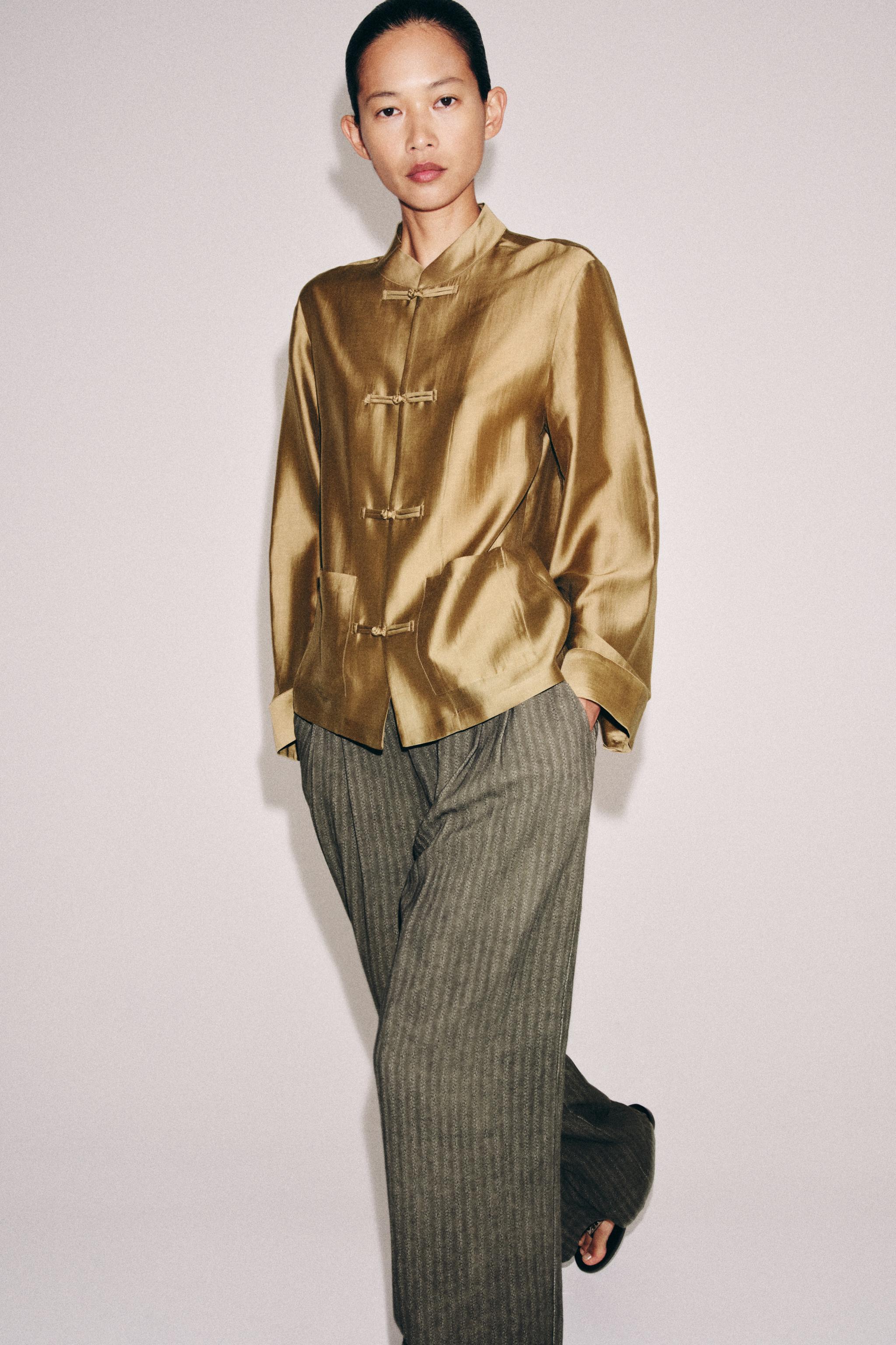 SATIN EFFECT FIREMAN CLASP SHIRT ZW COLLECTION